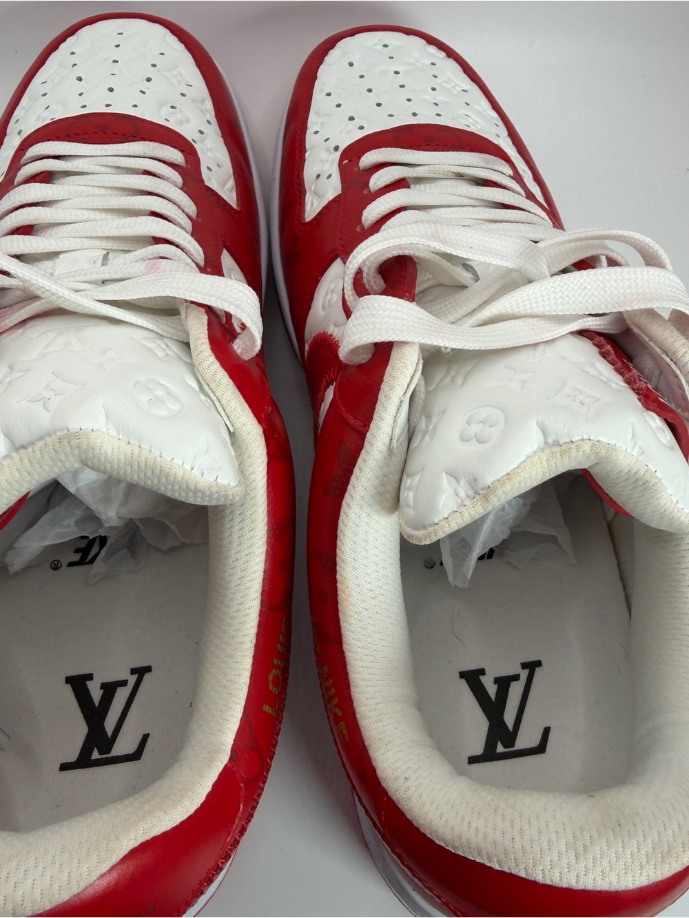 Louis Vuitton x Nike Air Force 1 Low White Red Virgil Abloh Men’s Size 9 - Picture 7 of 16
